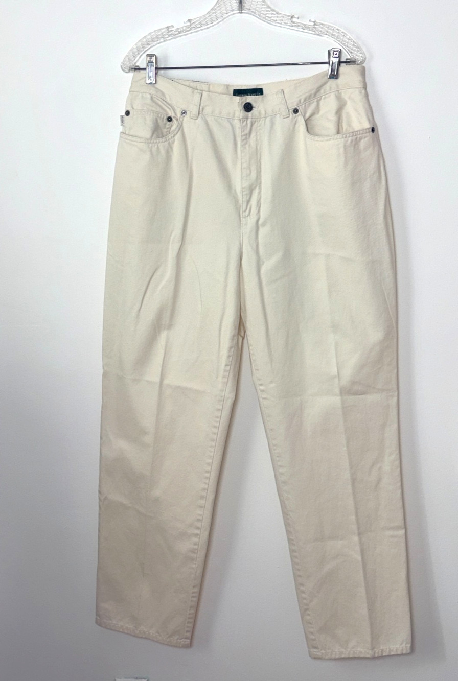 Vintage Lauren Jeans Co Ralph Lauren Cream High Rise Tapered Jeans Womens 32x29